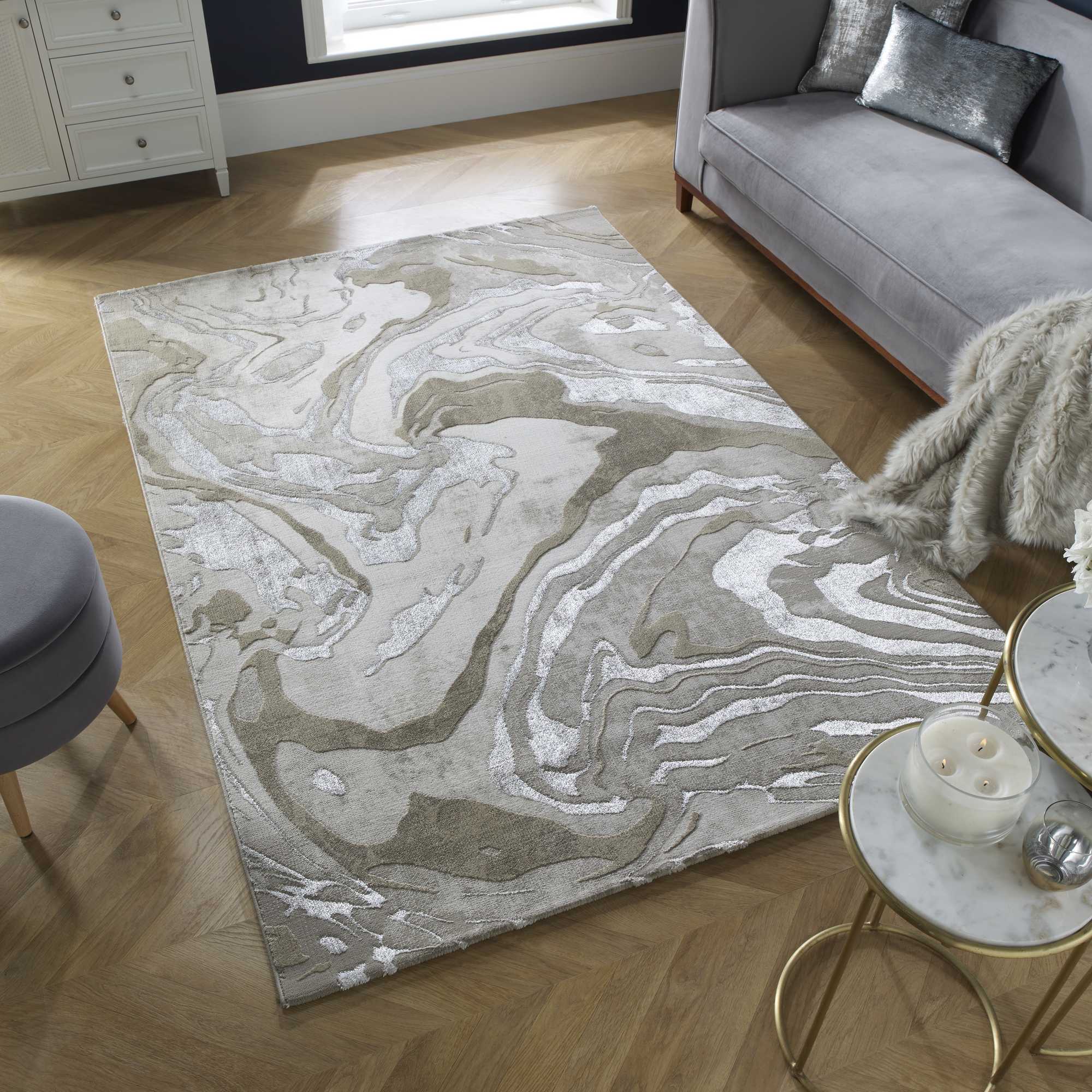 Eris Marbled Modern Abstract Rugs In Natural Beige